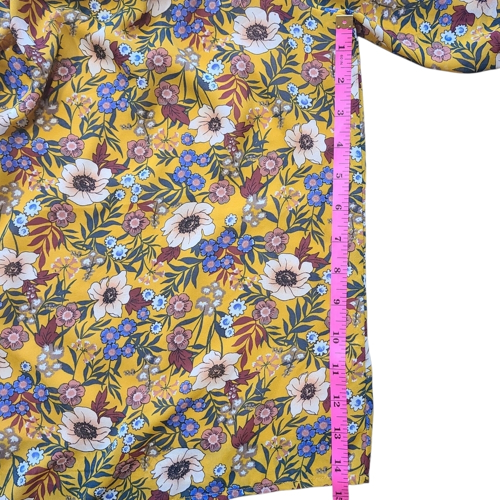 Essue Off Shoulder Floral Blouse Mustard Yellow Crochet Lace XL Boho - Picture 10 of 11